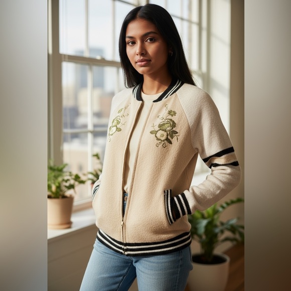 Mossimo Zipper Front Varsity Style Sweater - Picture 1 of 6